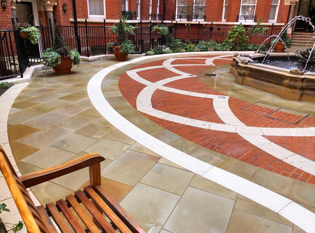 Tiled area after pressure washing