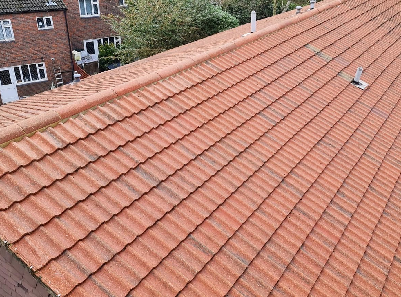 Roof tiles after being cleaned